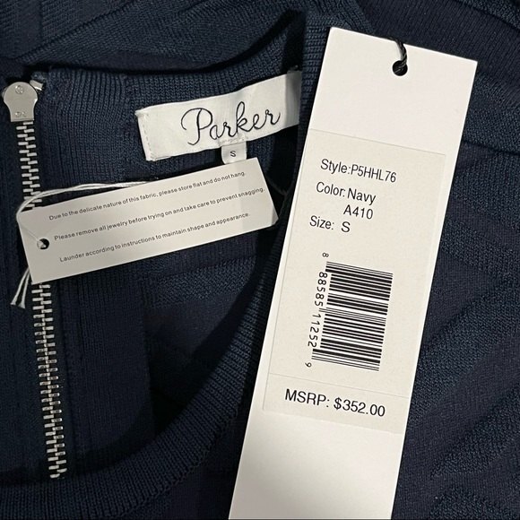 NWT Parker Meena Short Sleeve Dress in Navy Small - Picture 7 of 7